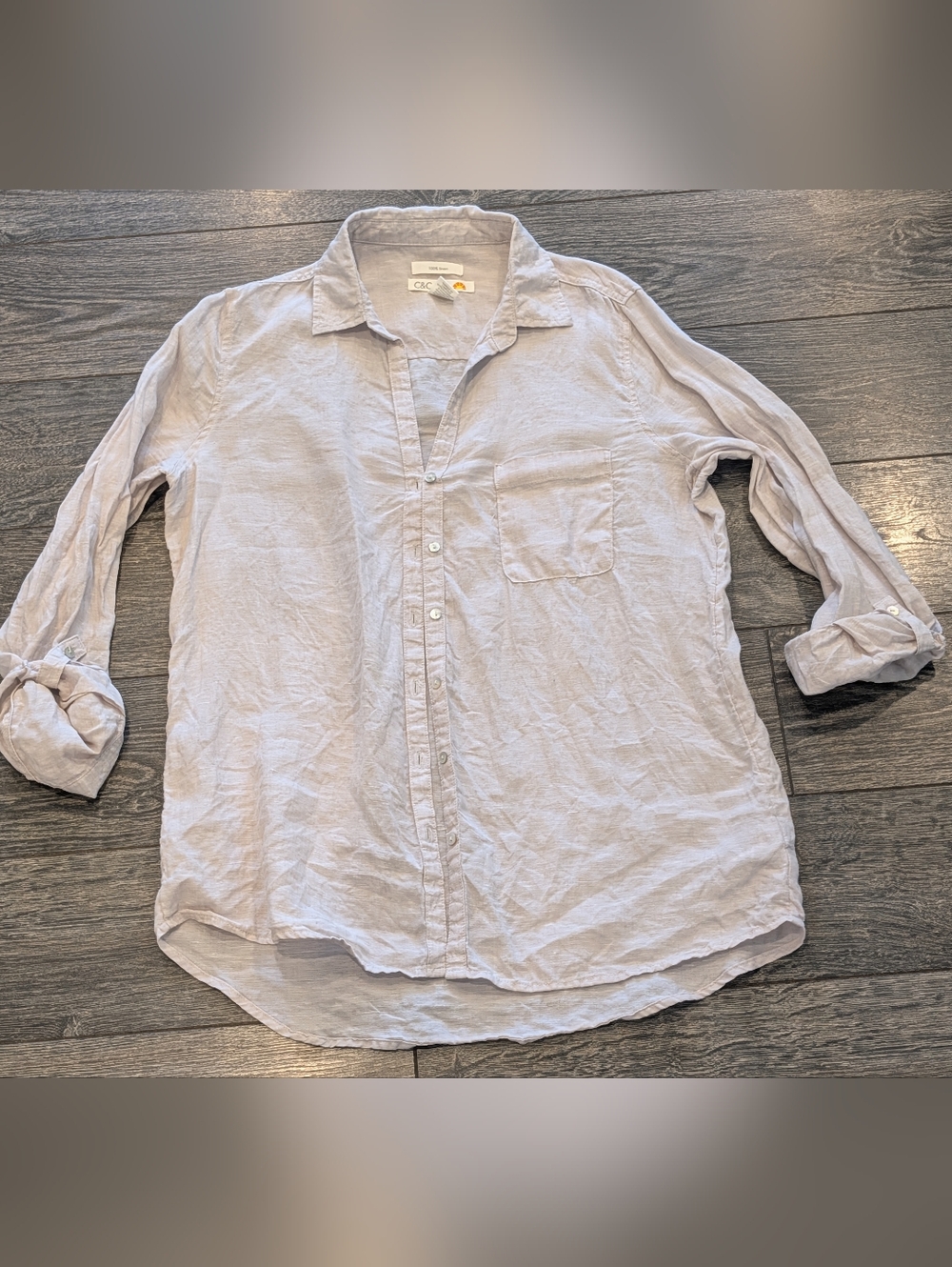 C&C California 100% linen button down shirt Neutral